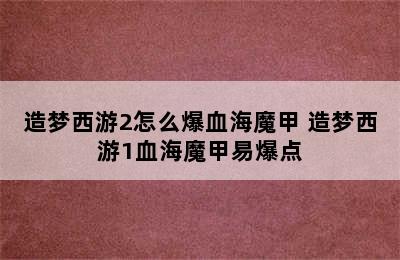 造梦西游2怎么爆血海魔甲 造梦西游1血海魔甲易爆点